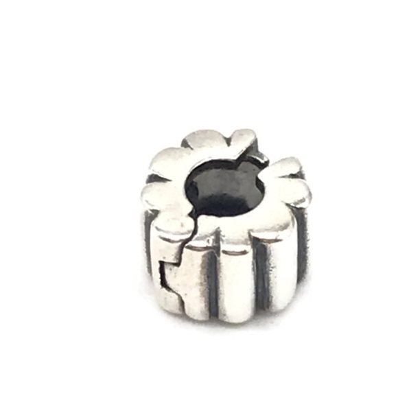 Pandora Sterling Silver Rare Retired Ribbed Clip Bead Charm - Picture 5 of 5